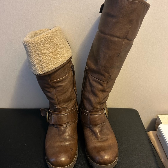 Brown Leather Riding Style Boots - Picture 2 of 3